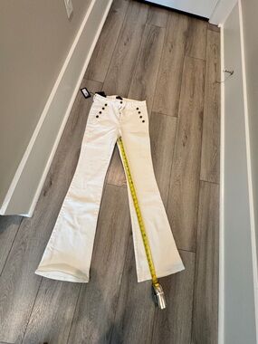 Ramy Brook White High-Rise Sailor Button Flare Jeans NWT